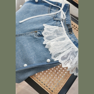 蕾丝小腰裙身腰带蝴蝶结韩系叠穿