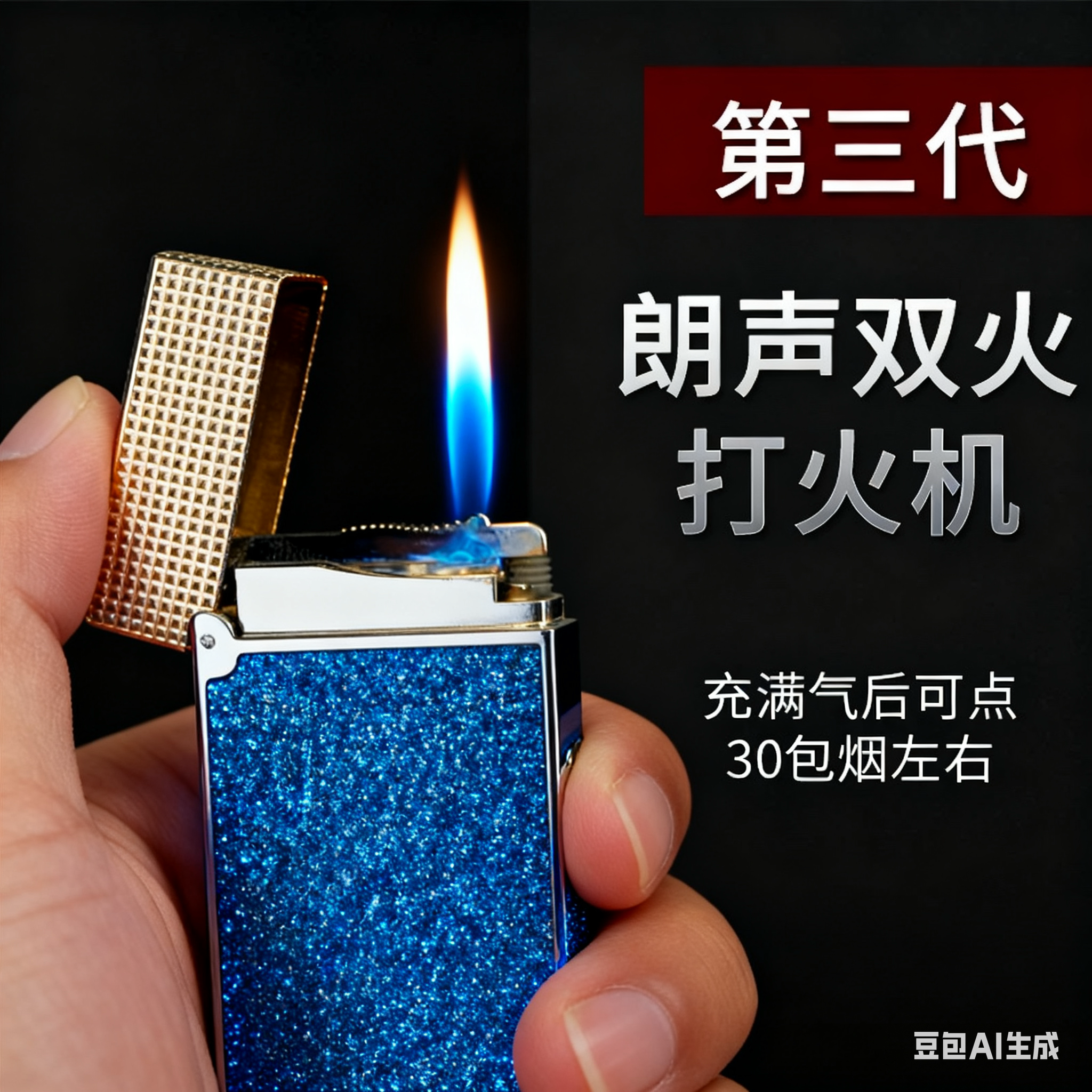 璀璨星河双焰直冲火都柏特朗声防风打火机钢音充气男士礼品限量版