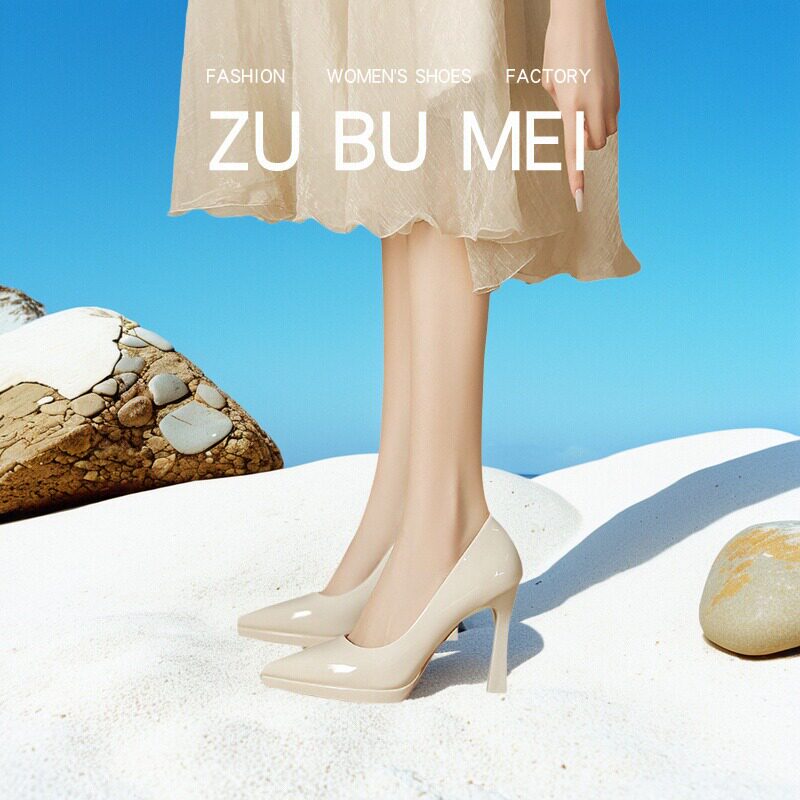 简约纯色尖头细跟高跟鞋女