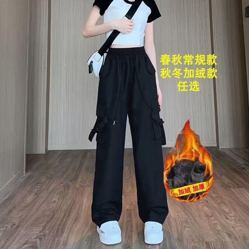 高腰复古纯色长裤工装裤