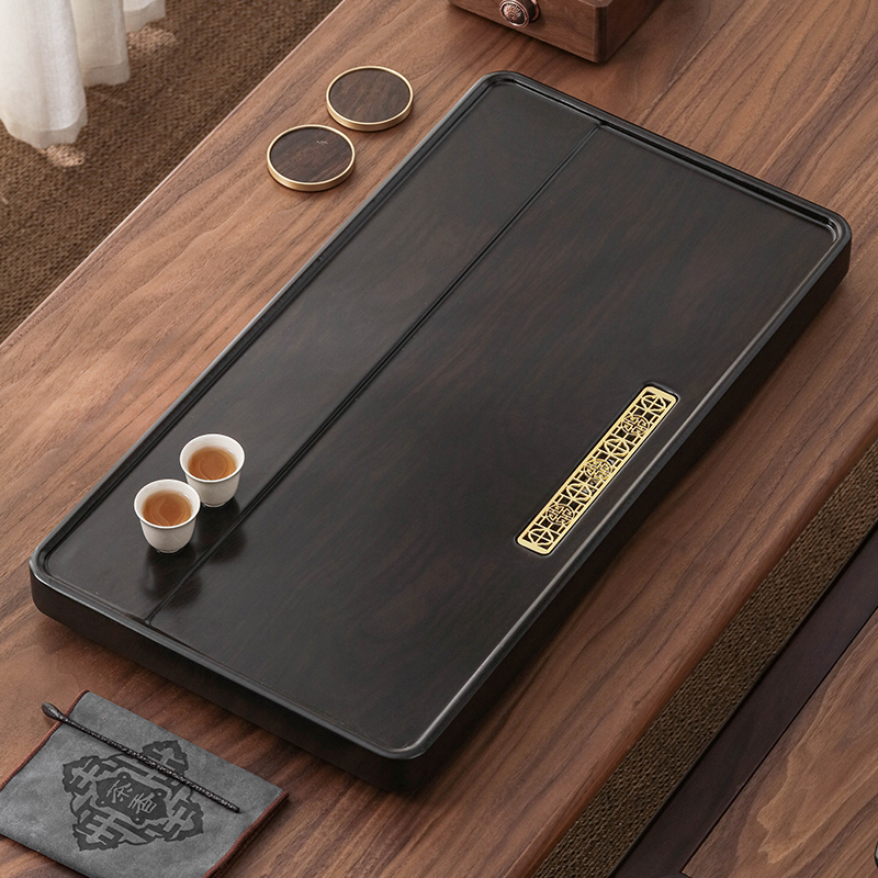 家用茶盘排水式简约客厅泡茶红色新款办公室大号仿实木黑檀木茶台