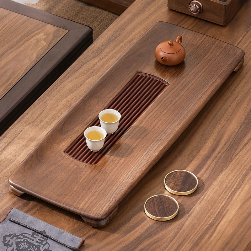 北美胡桃木茶盘家用简约新中式图片