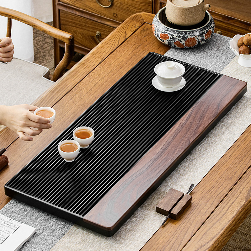 雨墨轩高档电胶木胡桃木撞色茶盘