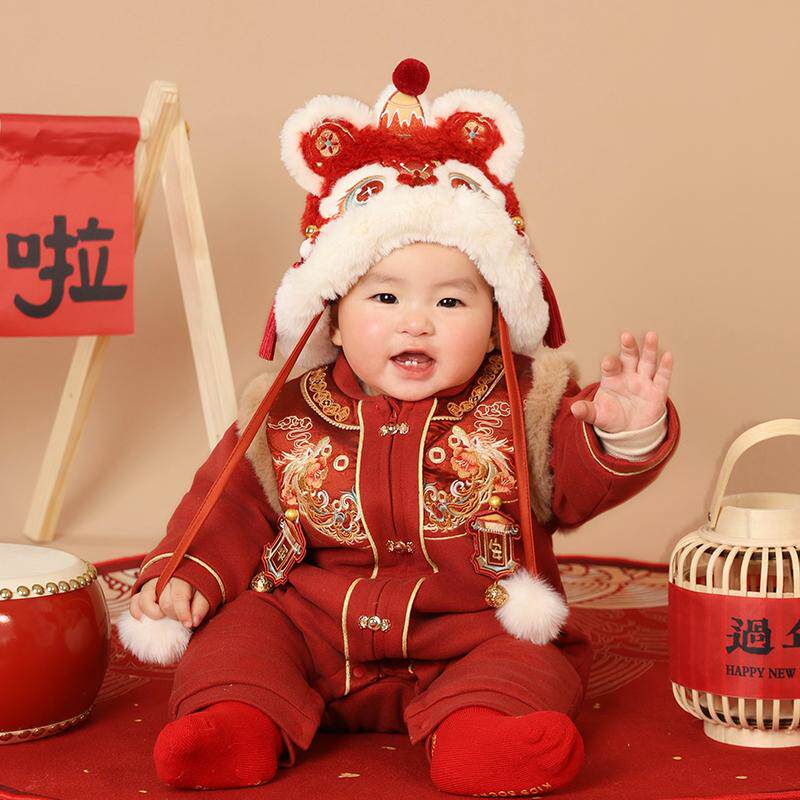 四喜女童蛇年新年喜庆红色连体衣