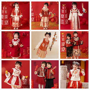 断码清仓 冬季女童襦裙中国风套装红色过年汉服 2024新款 拜年服