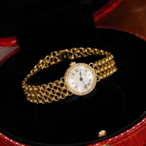 宝ji中古18k｜优雅温柔～玑镂刻花表盘圆环表链 16cm长*19*19mm