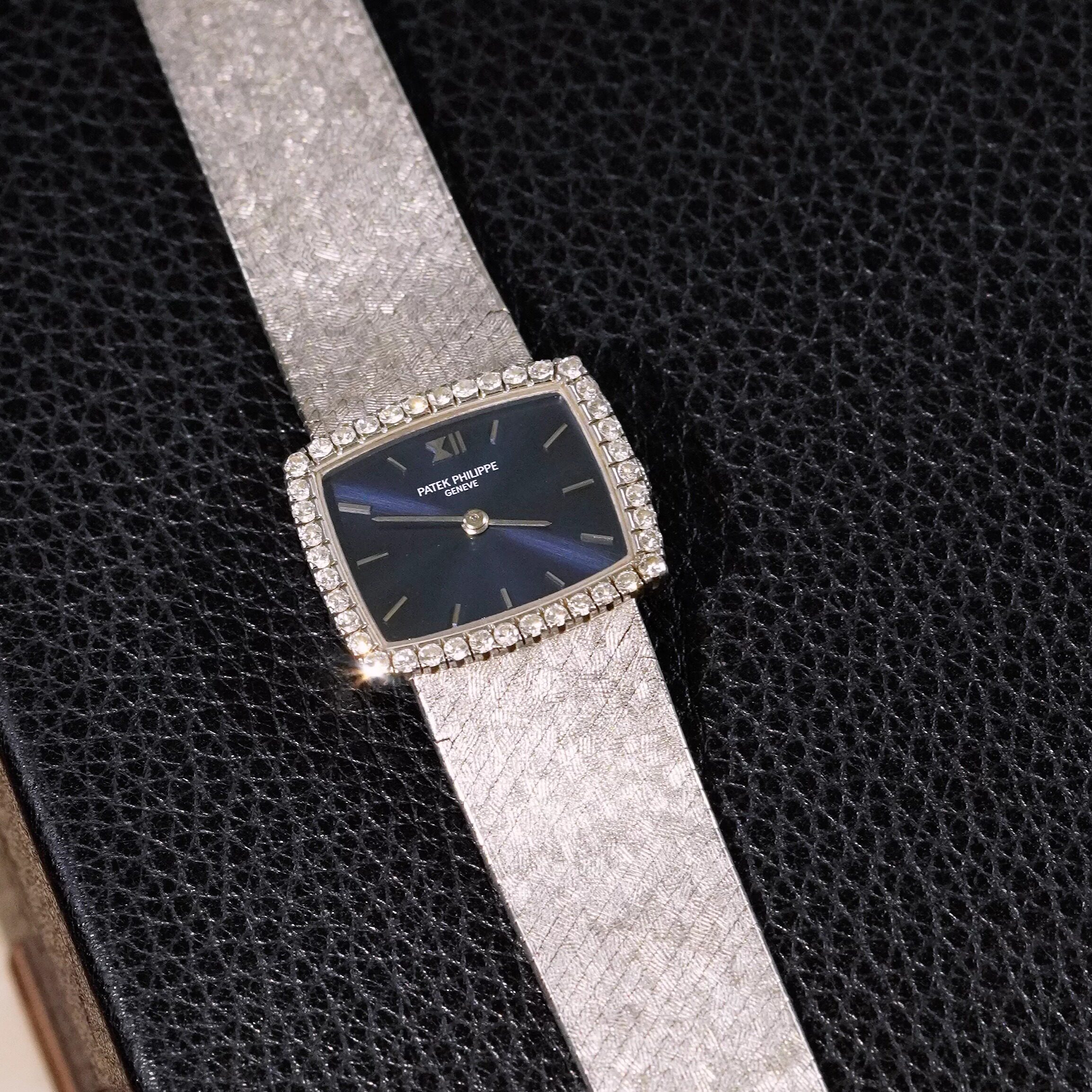 百家18k中古｜镶钻机械表大气清爽白金17长*23*20