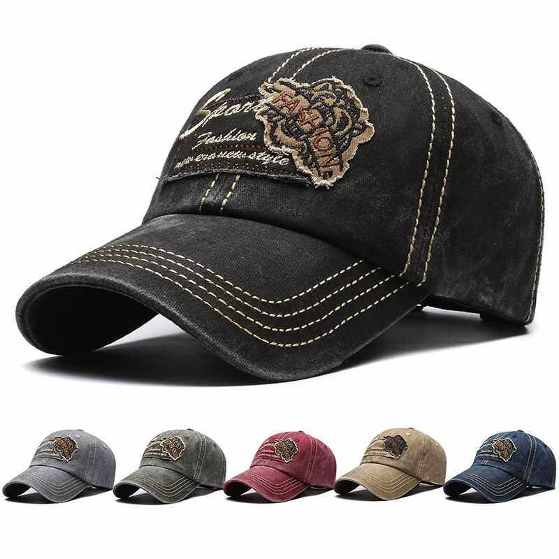 水洗鸭舌帽复古做旧字母贴补帽子女春秋天户外遮阳防晒做旧棒球