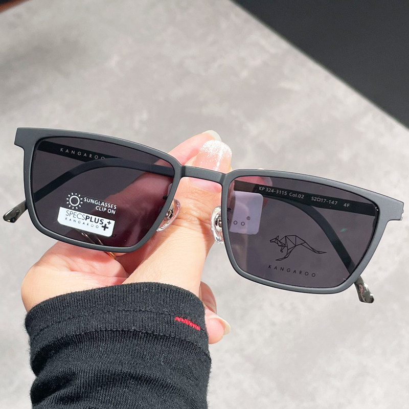 袋鼠品牌可配度数近视磁吸眼镜三合一超轻偏光墨镜套镜太阳镜夹片