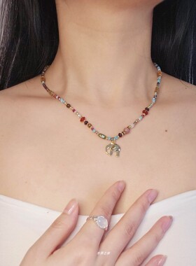 吉象|天然石串珠吉祥小象吊坠项链女轻奢小众设计春夏新中式颈链