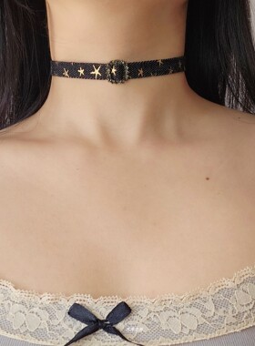 复古牛仔甜酷星星项圈