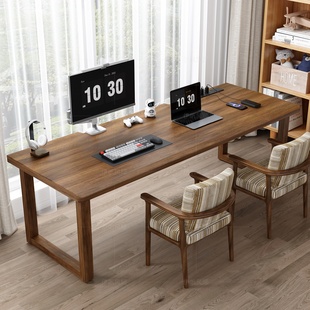 实木实心大板双人台式电脑桌电竞桌大书桌学习桌长条桌工作台家用