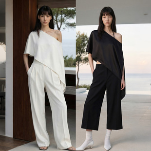 新款 COMMON VALUE「云罗衫 」夏季 小众设计通勤上衣 斜肩不对称罩衫