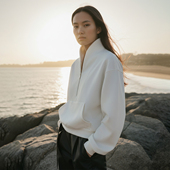 COMMON VALUE「游龙势」新中式 禅意领上衣半拉链宽松廓形加绒卫衣