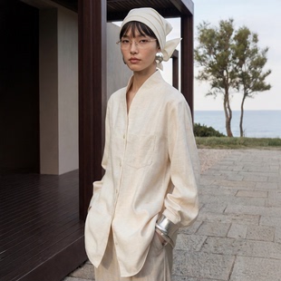 Pāra 禅 VALUE「 宽松亚麻衬衣 禅意领衬衫 长袖 」新中式 COMMON