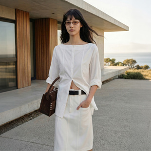 新款 COMMON VALUE 「素笺」夏季 通勤白衬衣女 一字领透气薄衬衫