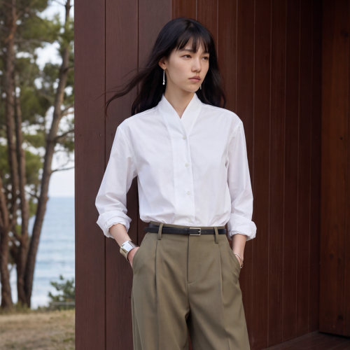 COMMON VALUE「 禅 Pāra 」新中式禅意领廓形宽松长袖白衬衫上衣