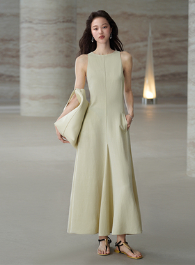 「鹦鹉梨」COMMONVALUE 铜氨丝极简A字廓形裙无袖连衣裙24X1305
