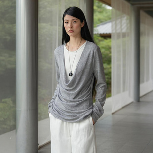 VALUE「 极简毛衫 龛 」双层荡领针织上衣百搭基础款 Niche COMMON