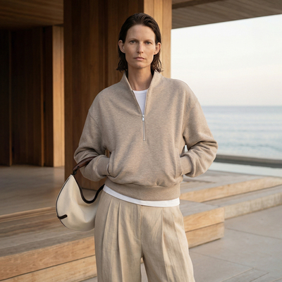 COMMON VALUE「 羽化仙  」短款中式禅意领设计感半拉链卫衣上衣