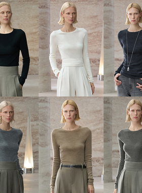 COMMON VALUE 德国扬子100%羊毛无缝一体圆领套头打底毛针织衫