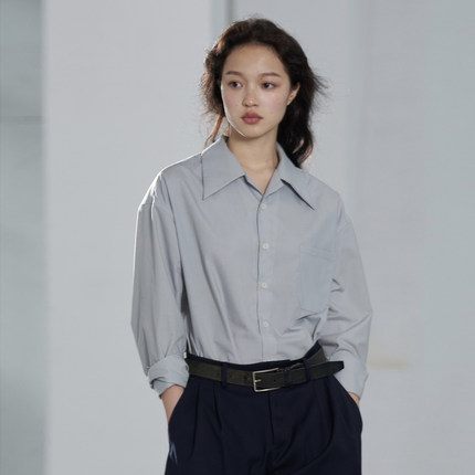 COMMON VALUE「 河堤 La jetee 」尖领长袖衬衣 法式中性休闲