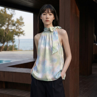 铜氨丝扎染A字挂脖飘带领无袖 背心 VALUIE「飞花序」夏季 COMMON