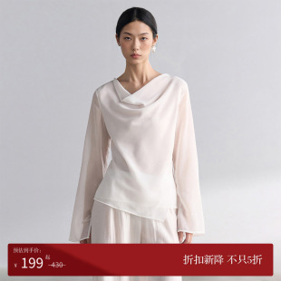 VALUE「 衬衫 禅 」荡领长袖 不规则轻盈丝滑雪纺上衣 Pāra COMMON