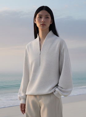 COMMON VALUE「 禅 Pāra 」中式禅意领卫衣 进口蜂巢提花上衣