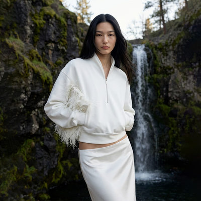 COMMON VALUE「 羽化仙  」短款中式禅意领设计感半拉链卫衣上衣