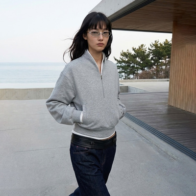 COMMON VALUE「 羽化仙  」短款中式禅意领设计感半拉链卫衣上衣