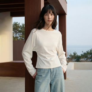 通勤极简风圆领蝙蝠袖 COMMON 白色收腰T恤 新中式 新款 VALUE 春季