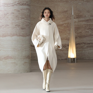 Παν」茧型斗篷中长款 灵 连帽呢子大衣廓形外套 VALUE「 COMMON