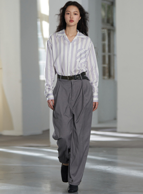 COMMON VALUE 「 河堤 La jetee 」雅灰高腰锥形西裤 复古休闲