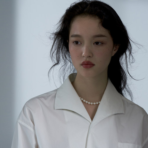 白色全棉原创设计风长袖衬衣