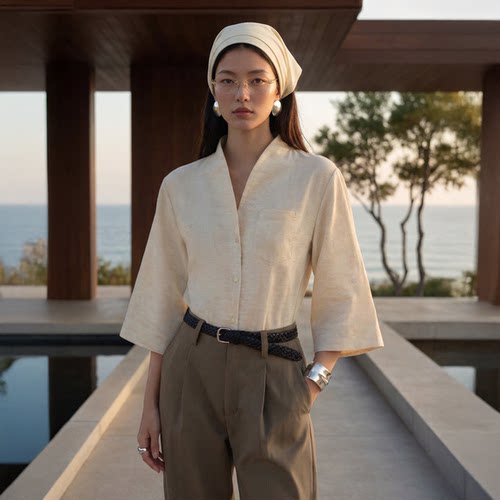 COMMONVALUE新中式禅意亚麻衬衫