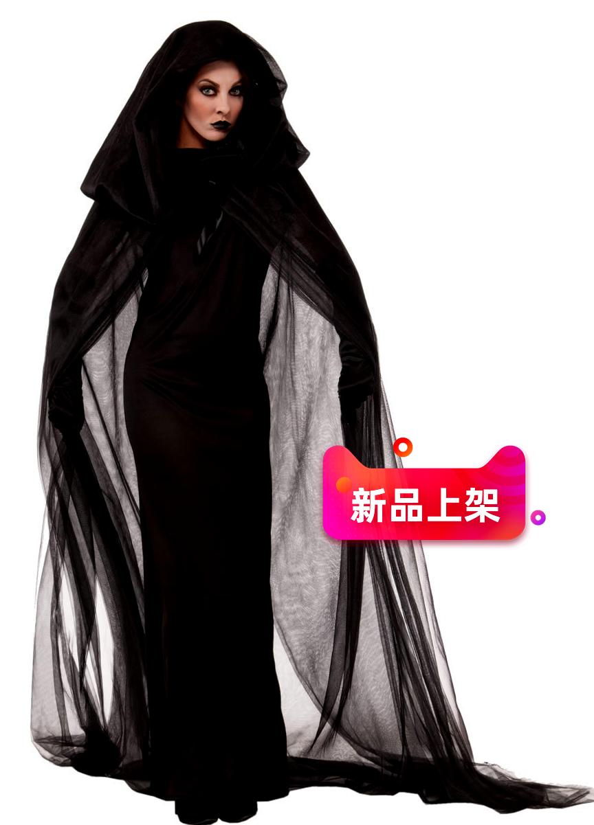 性感女巫服舞台装万圣节黑色恶魔服装巫婆服黑夜幽灵游戏制服