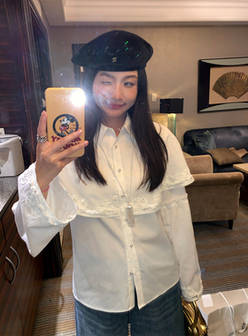 落落狷介 巨好看的早秋衬衫白色法式长袖上衣2025新款小个子小众