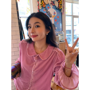 衬衫 上衣泡泡袖 女款 紫色丝绒复古新中式 小个子 2025新款 落落狷介