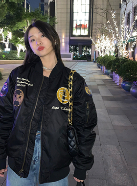 落落狷介 棒球服刺绣棉衣女2025年新款黑色棉服设计感加厚小个子
