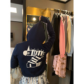 连帽薄款 落落狷介 设计感小众印花卫衣开衫 上衣女2025年新款 秋季