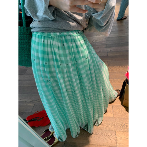 落落狷介格子绿色半身裙女