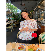 落落狷介短袖 别致衬衣纯棉 小众设计感夏装 衬衫 碎花上衣2025年新款