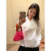 设计感小众上衣小个子长袖 落落狷介 白色法式 衬衫 2025年新款 小衫