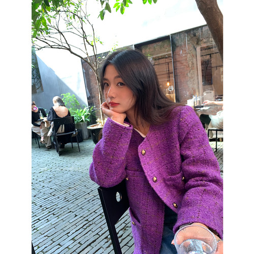 落落狷介加厚短款毛呢外套女