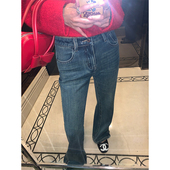 小个子高腰显高裤 落落狷介 女牛仔喇叭裤 2024年新款 子开叉 牛仔裤