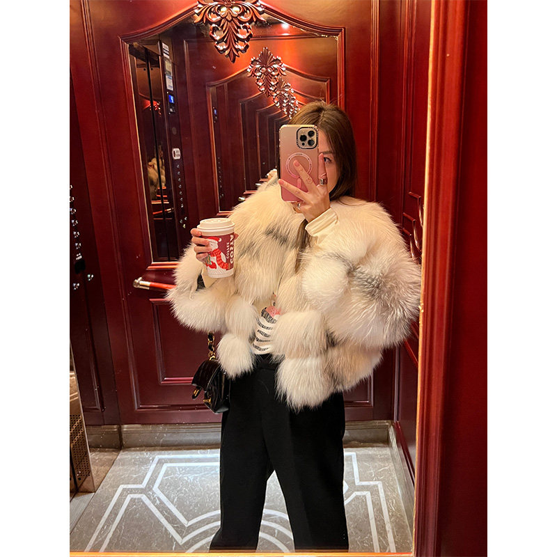 落落狷介 短款毛毛外套女冬白色狐狸毛外套设计感小众小个子皮草,女装/女士精品,皮草,淘宝优惠券,粉丝福利购,淘宝优惠卷