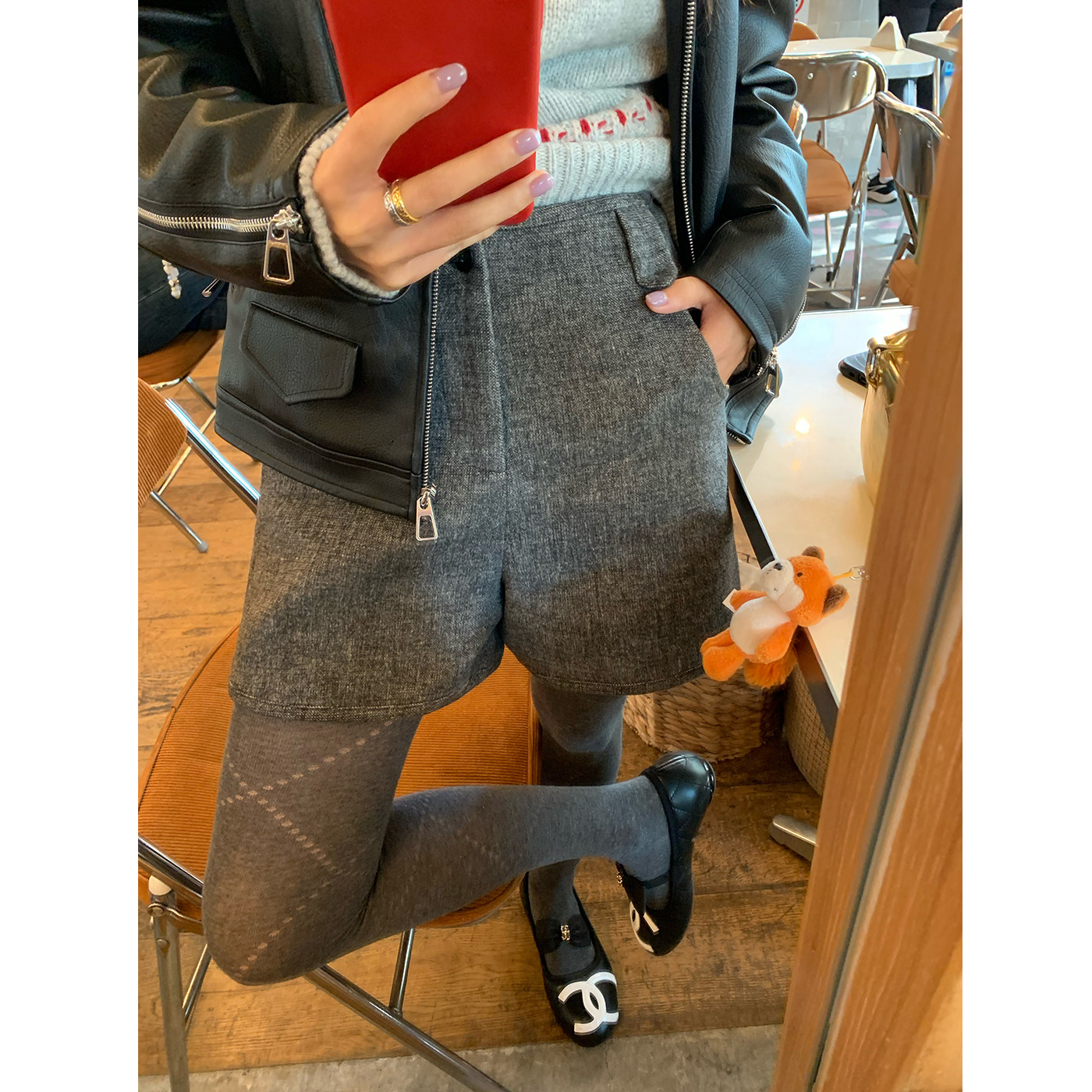 落落狷介深冬独特超好看裤子2025年新款灰色毛呢短裤小个子呢子裤