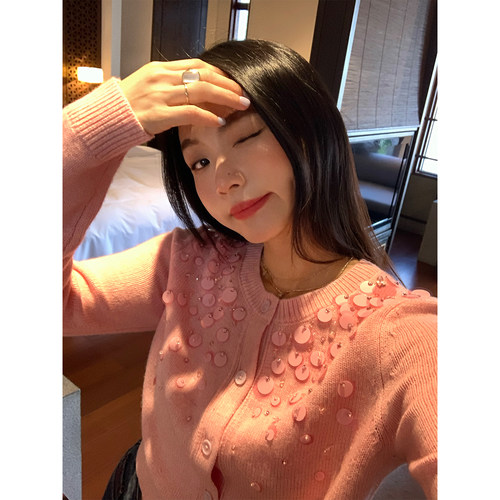 落落狷介长袖开衫毛线衣女
