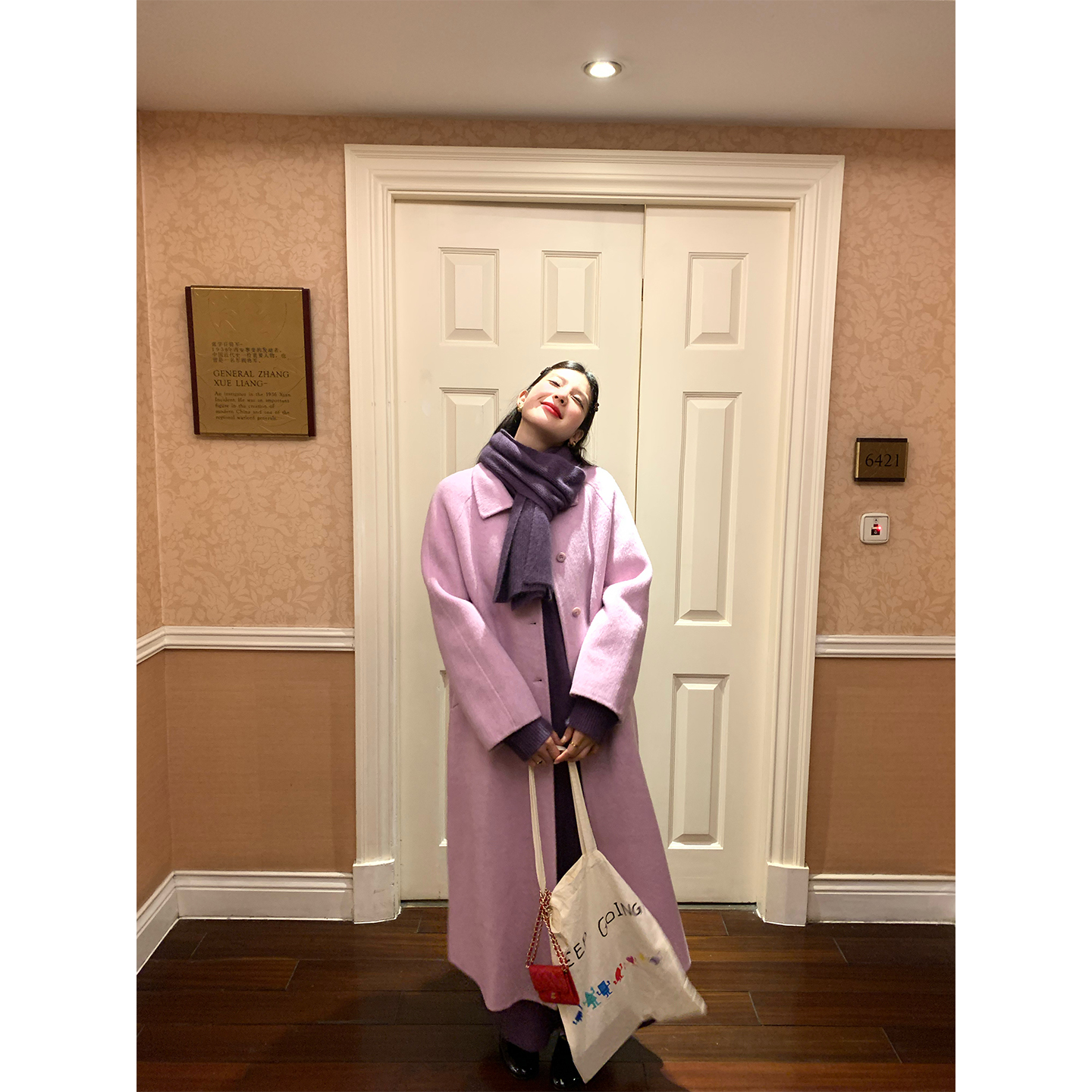 落落狷介双面绵羊毛大衣女